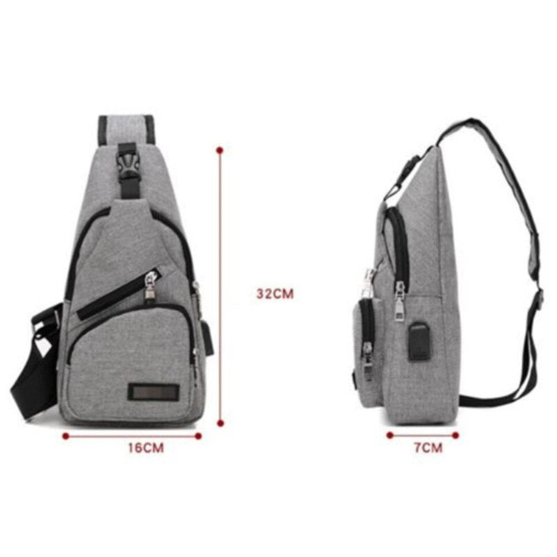 Waterproof - Canvas USB Outdoor Shoulder Bag