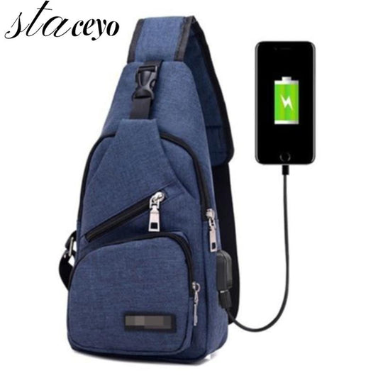 Waterproof - Canvas USB Outdoor Shoulder Bag